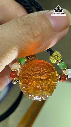 Mặt Dây Chuyền Rồng Đá Hổ Phách Đường Kính 19,4 (mm) 8,5g