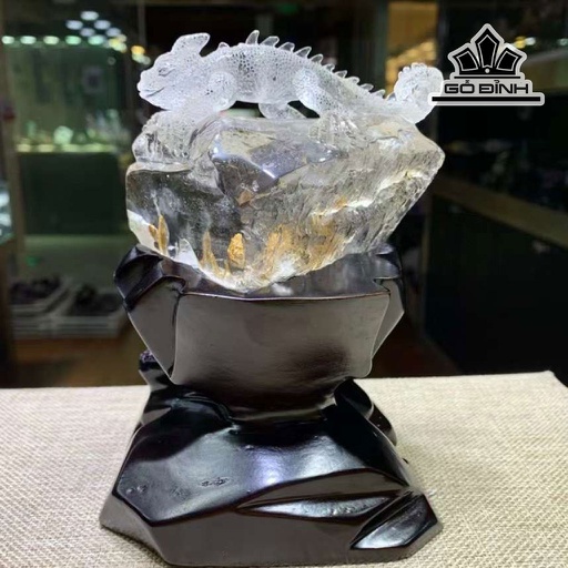 Tác Phẩm Tắc Kè Đá Thạch Anh Ưu Linh Cao 76,3 Ngang 108 Sâu 59,5 (mm) 439,9g