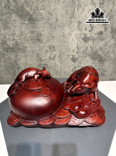 Tượng Chuột Phong Thủy Gỗ Tử Đàn Cao 25 Ngang 46 Sâu 29 (cm)