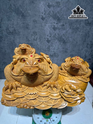 Tượng Tam Cóc Ngậm Tiền Gỗ Ngọc Am Cao 50 Ngang 83 Sâu 62 (cm)
