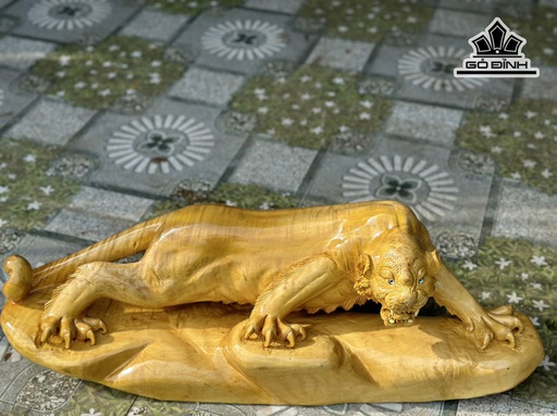 Tượng Hổ Phong Thủy Gỗ Nu Kháo Cao 27 Ngang 76 Sâu 24 (cm)