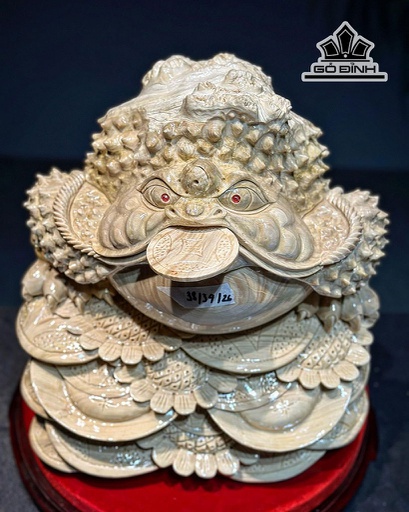 Tượng Thiềm Thừ Gỗ Nu Nghiến Cao 38 Ngang 34 Sâu 26 (cm)