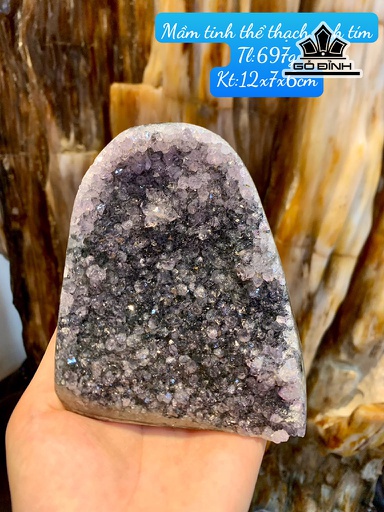 Tác Phẩm Mầm Tinh Thể Đá Thạch Anh Tím Cao 12 Ngang 7 Sâu 6 (cm) 697g
