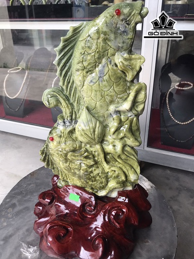 Tác Phẩm Cá Chép Đá Serpentine Cao 21 Ngang 42 (cm) 7,9kg