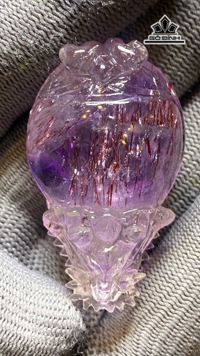 Mặt Dây Chuyền Long Quy Đá Thạch Anh Tóc Tím Cao 44,8 Ngang 27 Sâu 17,9 (mm) 27g