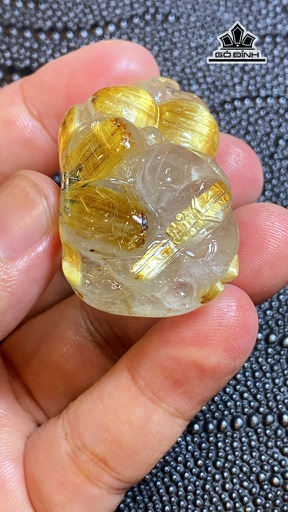 Mặt Dây Chuyền Ngũ Phúc Hoa Thị Đá Thạch Anh Tóc Vàng Cao 46,5 Ngang 28,5 Sâu 19,9 (mm) 39,9g