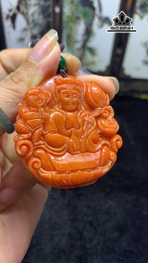 Mặt Dây Chuyền Quan Âm Đá Cẩm Thạch Cao 48,73 Ngang 47,53 Sâu 5,74 (mm) 152,04cts