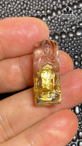 Mặt Dây Chuyền Quan Âm Đá Thạch Anh Tóc Vàng Cao 29,8 Ngang 11,2 Sâu 8 (mm) 4,8g