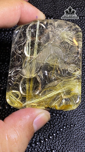 Mặt Dây Chuyền Rồng Đá Thạch Anh Tóc Vàng Cao 60 Ngang 46,6 Sâu 12,5 (mm) 69g