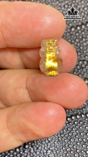 Mặt Dây Chuyền Tỳ Hưu Đá Thạch Anh Tóc Vàng Cao 14 Ngang 9,2 Sâu 7,9 (mm) 1,6g