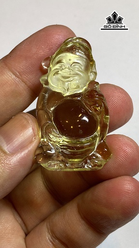 Tác Phẩm Thần Tài Đá Thạch Anh Vàng Cao 43,4 Ngang 23,3 Sâu 12 (mm) 15,8g