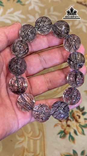 Vòng Tay Đá Thạch Anh Tóc Đen Đường Kính 18 (mm) 110g