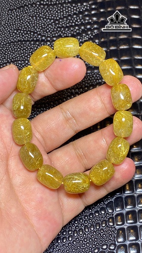 Vòng Tay Lu Thống Đá Thạch Anh Tóc Vàng Cao 10,9 Ngang 14 (mm) 41g