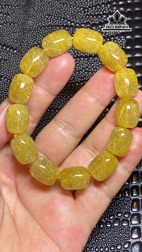 Vòng Tay Lu Thống Đá Thạch Anh Tóc Vàng Cao 12 Ngang 15,6 (mm) 51g