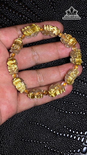 Vòng Tay Tỳ Hưu Đá Thạch Anh Tóc Vàng Cao 11,4 Ngang 15,6 Sâu 8,2 (mm) 23,4g