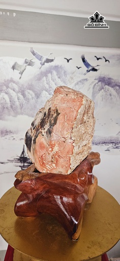 Tác Phẩm Gỗ Hóa Thạch Đỏ Đen Cao 29 Ngang 15 (cm) 7,5kg