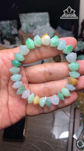 Vòng Tay Hoa Sen Đá Cẩm Thạch Đường Kính 9,4 - 12 (mm) 35g