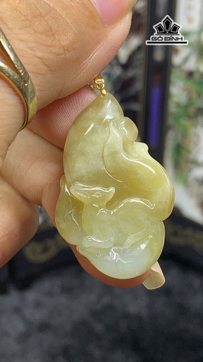 Mặt Dây Chuyền Hồ Ly Đá Cẩm Thạch Cao 35,5 Ngang 23,6 Sâu 6,2 (mm) 9g