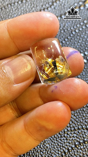 Mặt Trơn Hoa Thị Đá Thạch Anh Tóc Vàng Cao 23,4 Ngang 15,3 Sâu 7,4 (mm) 4,6g