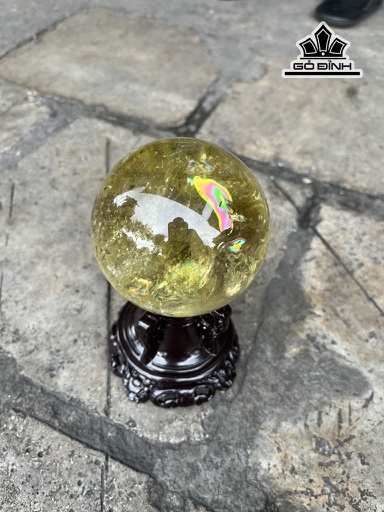 Bi Cầu Đá Thạch Anh Vàng Đường Kính 9 (cm) 0,92kg