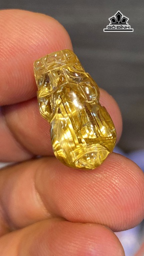 Mặt Nhẫn Tỳ Hưu Đá Thạch Anh Tóc Vàng Bã Mía Cao 20 Ngang 11 Sâu 9 (mm) 3,5g