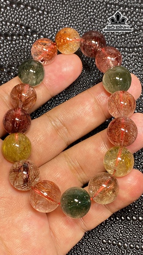 Vòng Tay Đa Bảo Đá Thạch Anh Đường Kính Hạt 13,6 (mm) 54g
