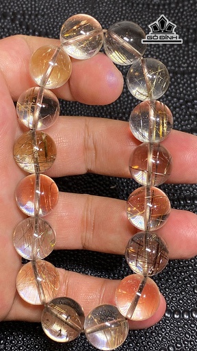 Vòng Tay Đá Thạch Anh Tóc Bạch Kim Đường Kính Hạt 14 (mm) 65,4g
