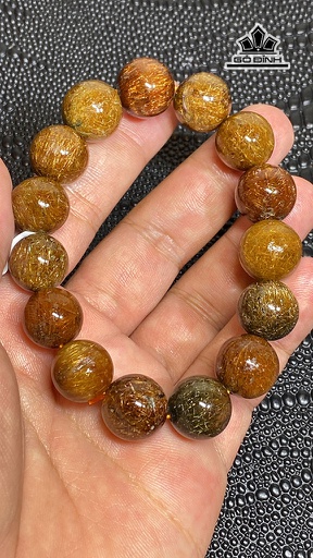 Vòng Tay Đá Thạch Anh Tóc Nâu Đường Kính 14,5 (mm) 61,6g