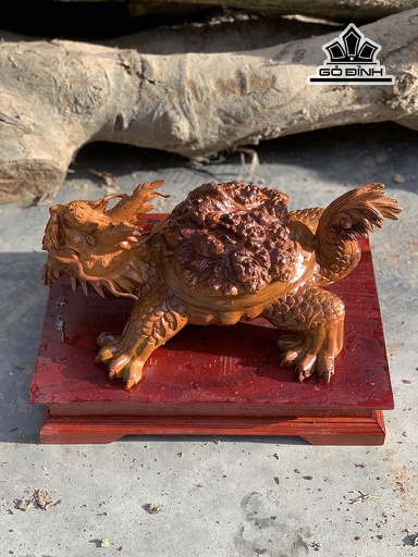 Tượng Long Quy Gỗ Hương Cao 30 Ngang 40 Sâu 30 (cm)