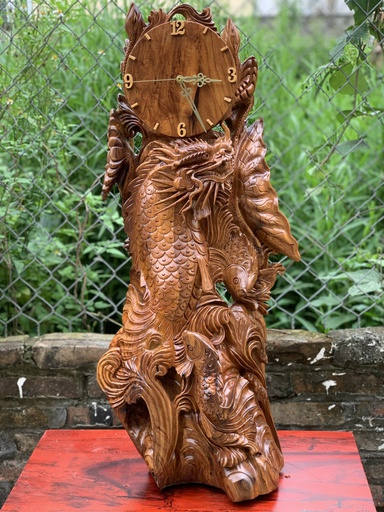 Tượng Tam Ngư Hóa Rồng Gỗ Hương Cao 82 Ngang 35 Sâu 20 (cm)