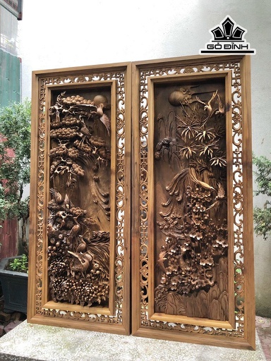 Tranh Sơn Thủy Gỗ Bách Xanh Cao 135 Ngang 56 Sâu 9 (cm)