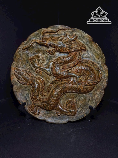 Đĩa Chạm Nổi Họa Tiết Rồng Đá Cẩm Thạch Đường Kính 30 (cm)