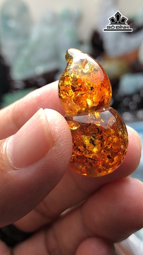 Mặt Dây Chuyền Hồ Lô Đá Hổ Phách Cao 31,3 Ngang 17,6 Sâu 16 (mm) 4g