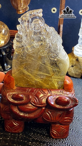 Di Lặc Đá Thạch Anh Tóc Vàng Cao 106 Ngang 76 Sâu 26 (mm) 295g