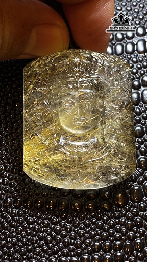 Mặt Dây Chuyền Thiện Ác Đá Thạch Anh Tóc Vàng Cao 43,3 Ngang 33,9 Sâu 12,3 (mm) 35g