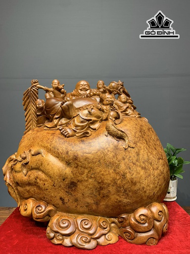 Tượng Phật Di Lặc Ngũ Phúc Gỗ Nu Hương Cao 58 Ngang 69 Sâu 40 (cm)