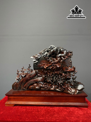 Tượng Phu Thê Viên Mãn Gỗ Trắc Cao 46 Ngang 60 Sâu 18 (cm)