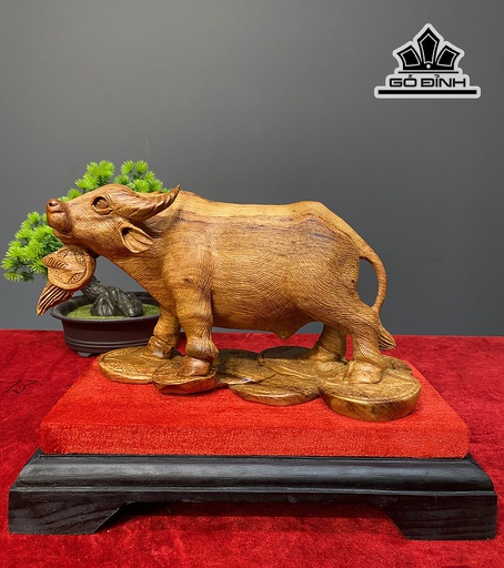 Tượng Trâu Gỗ Hương Cao 20 Ngang 28 Sâu 15 (cm)
