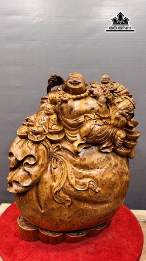 Tượng Phật Di Lặc Nhị Phúc Ngồi Bao Tiền Gỗ Nu Ngọc Am Cao 60 Ngang 42 Sâu 28 (cm) 27kg