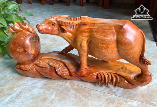 Tượng Trâu Gỗ Hương Cao 25 Ngang 54 Sâu 16 (cm)