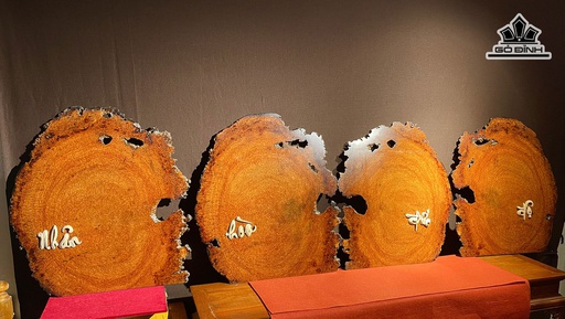 Bộ Tranh Nhân Hòa Đức Độ Gỗ Nu Hương Cao 73 Ngang 65 Dày 1 (cm)