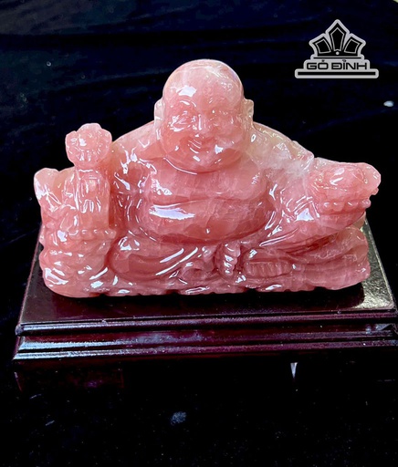 Tượng Di Lặc Đá Thạch Anh Hồng Ngang 15 (cm)