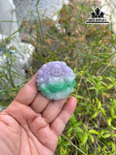 Mặt Dây Chuyền Di Lặc Đá Cẩm Thạch Tím Xanh