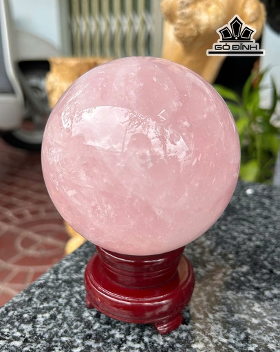 Bi Cầu Đá Thạch Anh Hồng Đường Kính 9 (cm) 1,6kg