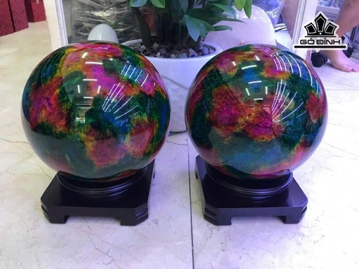 Cặp Bi Cầu Đá Serpentine Ngũ Sắc Đường Kính 20 (cm) 22kg
