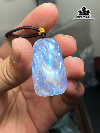 Mặt Dây Chuyền Hồ Ly Đá Mặt Trăng (Moonstone) Cao 36,3 Ngang 20,3 Sâu 7 (mm) 6g