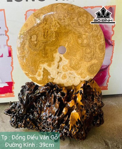 Tác Phẩm Đồng Điếu Vân Gỗ Đá Canxit Đường Kính 39 (cm)