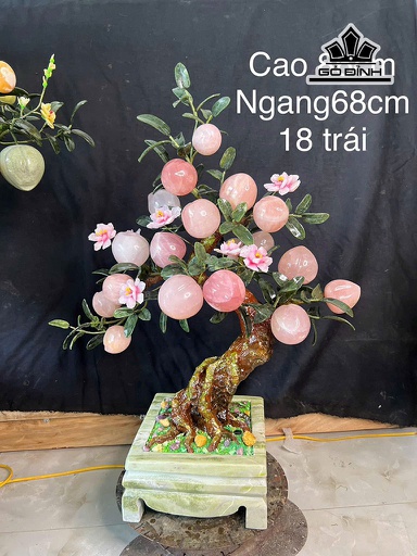 Cây Đào 18 Quả Đá Thạch Anh Hồng Cao 86 Ngang 68 (cm)