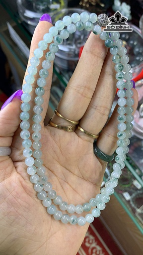 Chuỗi 108 Hạt Băng Hoa Bay Đá Cẩm Thạch Đường Kính 5,9 (mm) 40,1g