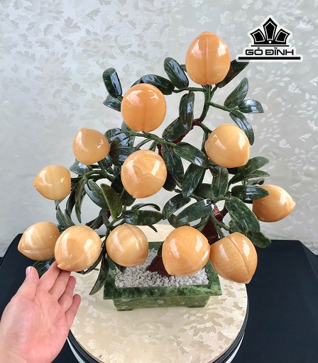 Cây Đào Tiên 12 Quả Đá Ngọc Hoàng Long Kích Thước 46x46x12,5 (cm) 8,2kg